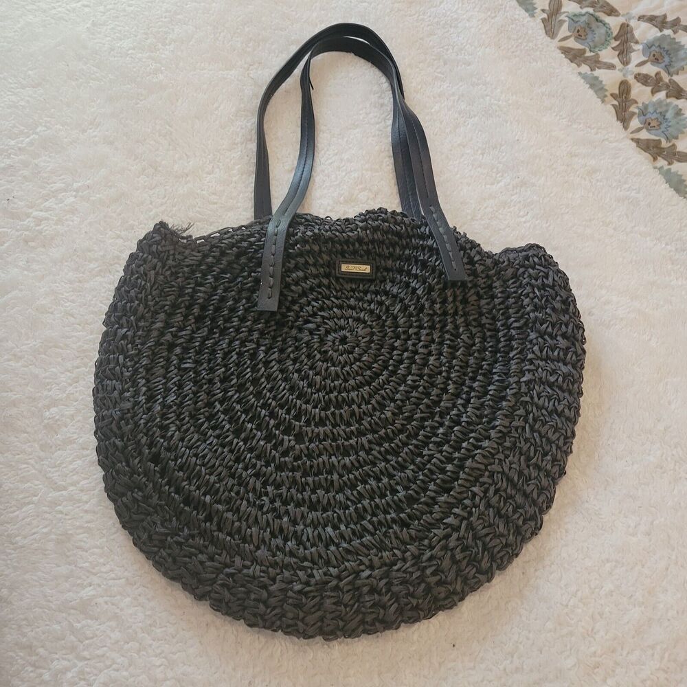 Elegant Black Woven Tote Bag